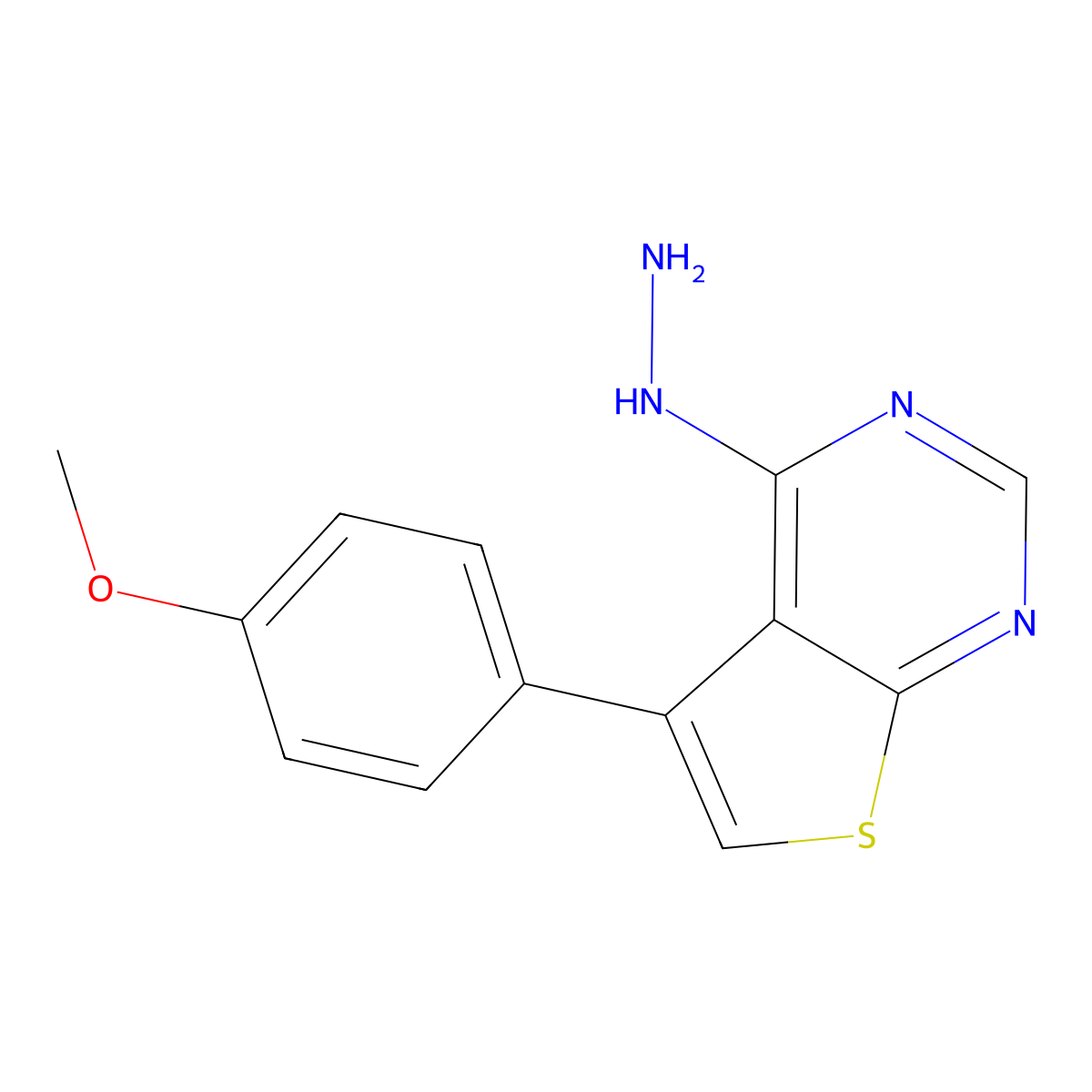 4-Hydrazino-5-(4-methoxyphenyl)thieno[2,3-d]pyrimidine molecular structure, CAS 747411-17-2