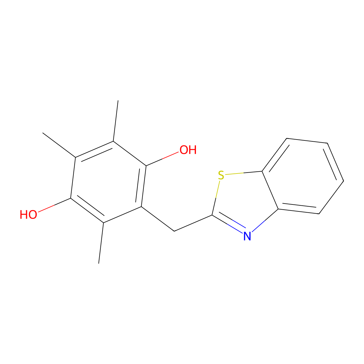 2-[(1,3-Benzothiazol-2-yl)methyl]-3,5,6-trimethylbenzene-1,4-diol molecular structure, CAS 747411-21-8