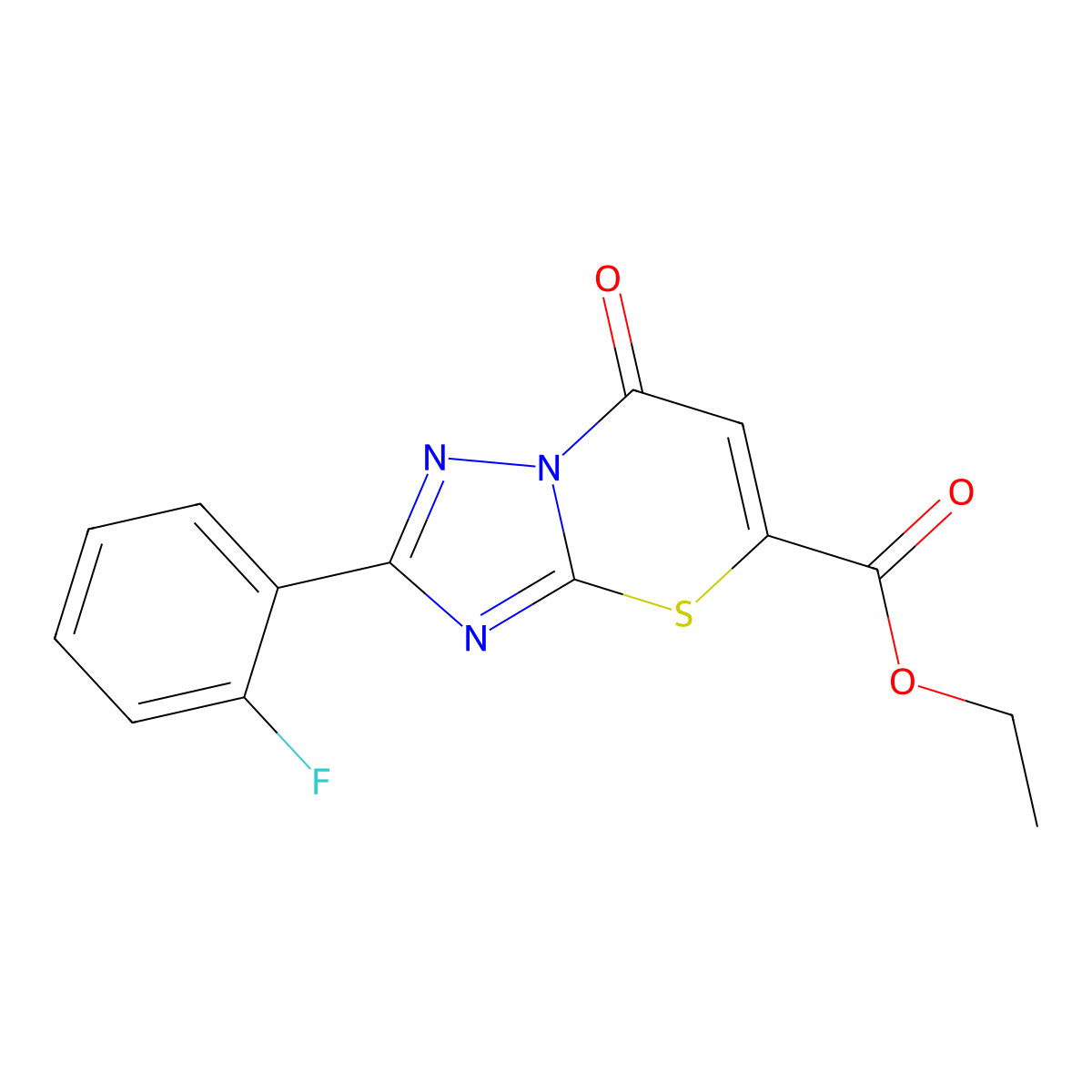 ethyl 2-(2-fluorophenyl)-7-oxo-7H-(1,2,4)triazolo(3,2-b)(1,3)thiazine-5-carboxylate molecular structure, CAS 747411-46-7