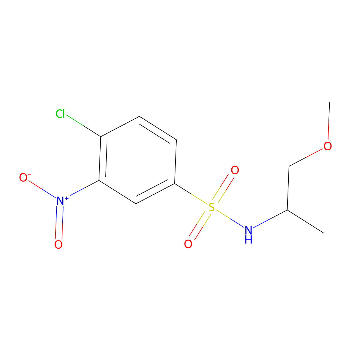 4-chloro-N-(2-methoxy-1-methylethyl)-3-nitrobenzenesulfonamide molecular structure, CAS 747412-35-7