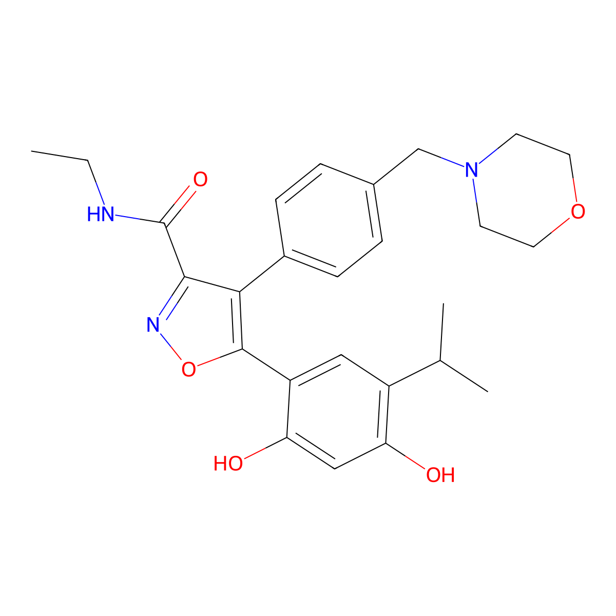 Luminespib molecular structure, CAS 747412-49-3