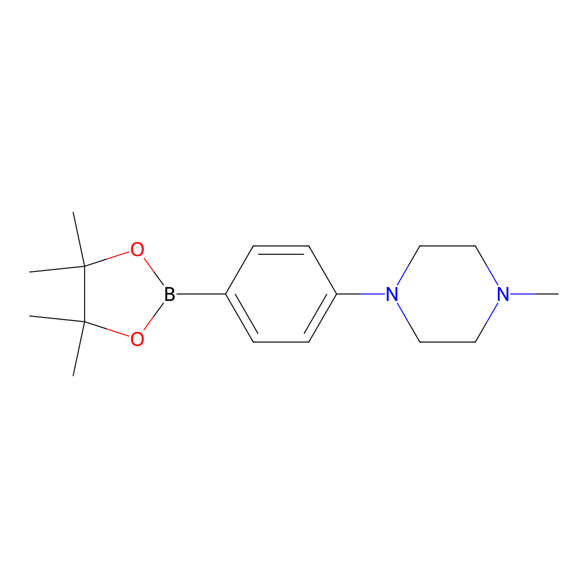 1-Methyl-4-(4-(4,4,5,5-tetramethyl-1,3,2-dioxaborolan-2-yl)phenyl)piperazine molecular structure, CAS 747413-21-4