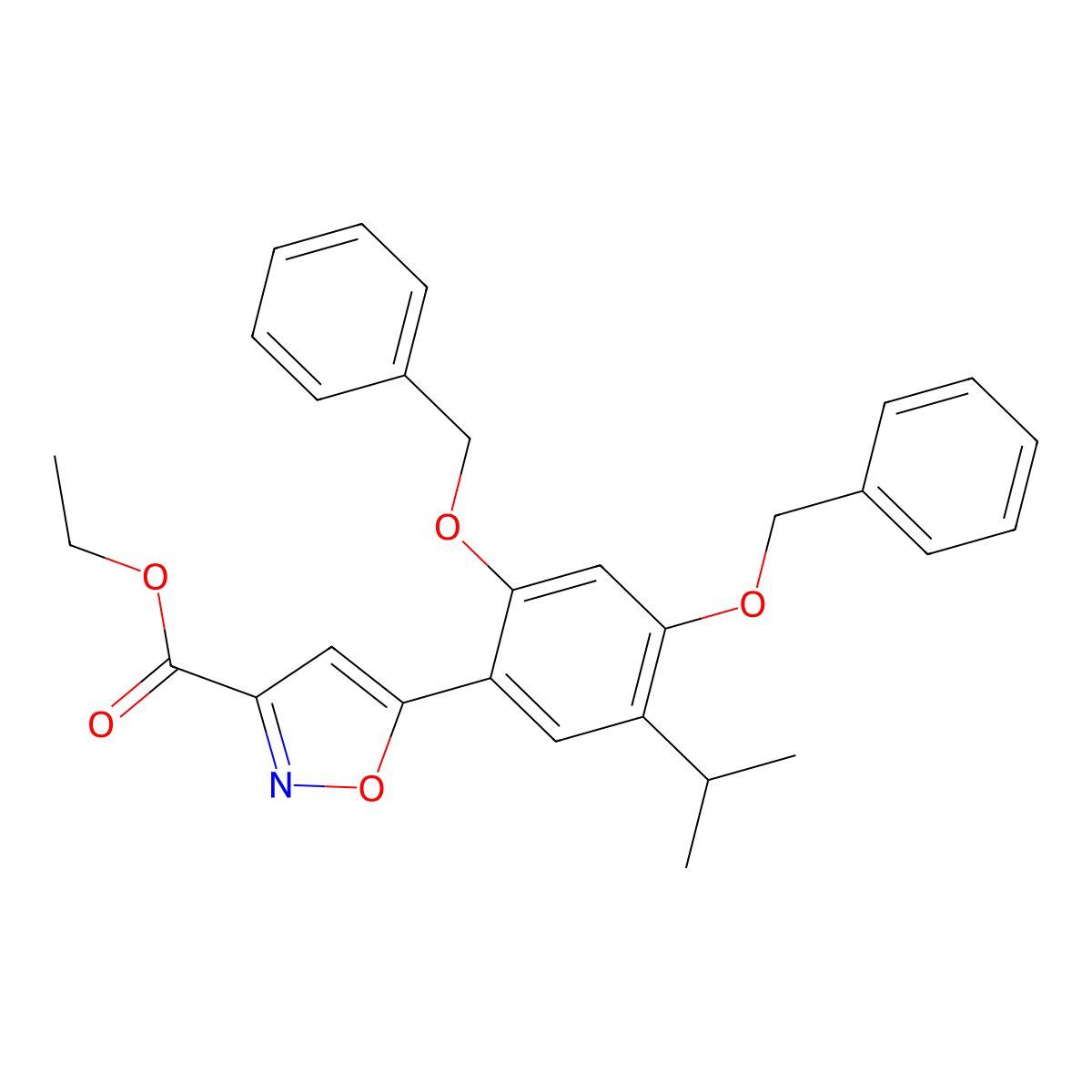 Ethyl 5-(2,4-bis(benzyloxy)-5-isopropylphenyl)isoxazole-3-carboxylate molecular structure, CAS 747414-20-6