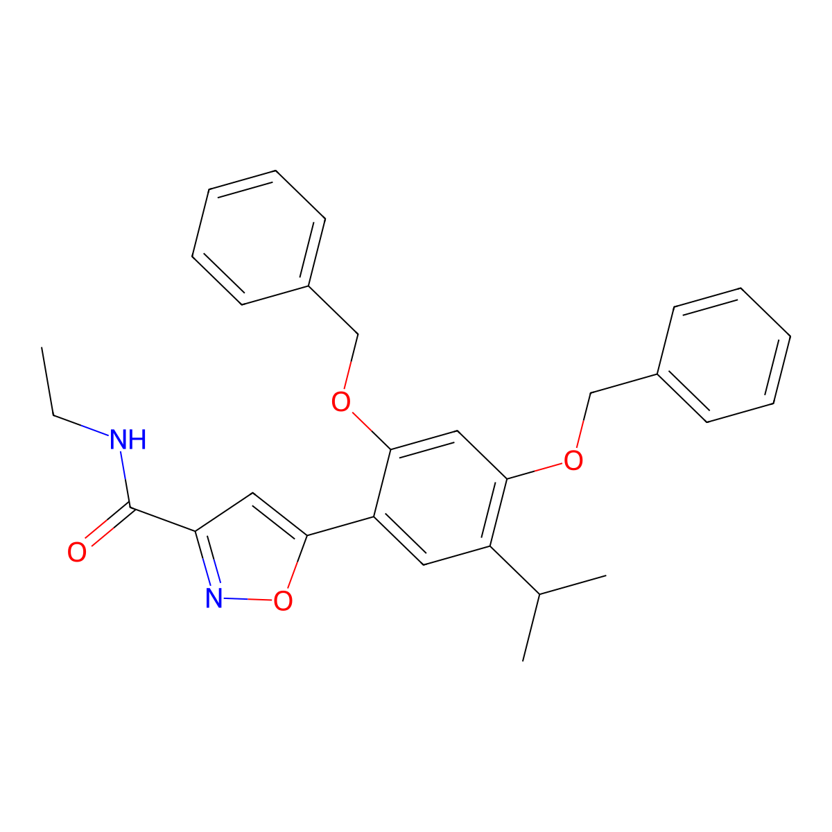 5-(2,4-bis(benzyloxy)-5-isopropylphenyl)-N-ethylisoxazole-3-carboxamide molecular structure, CAS 747414-21-7