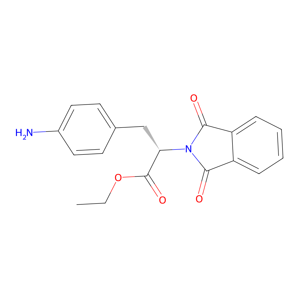 Ethyl (alphaS)-alpha-((4-aminophenyl)methyl)-1,3-dihydro-1,3-dioxo-2H-isoindole-2-acetate molecular structure, CAS 74743-23-0