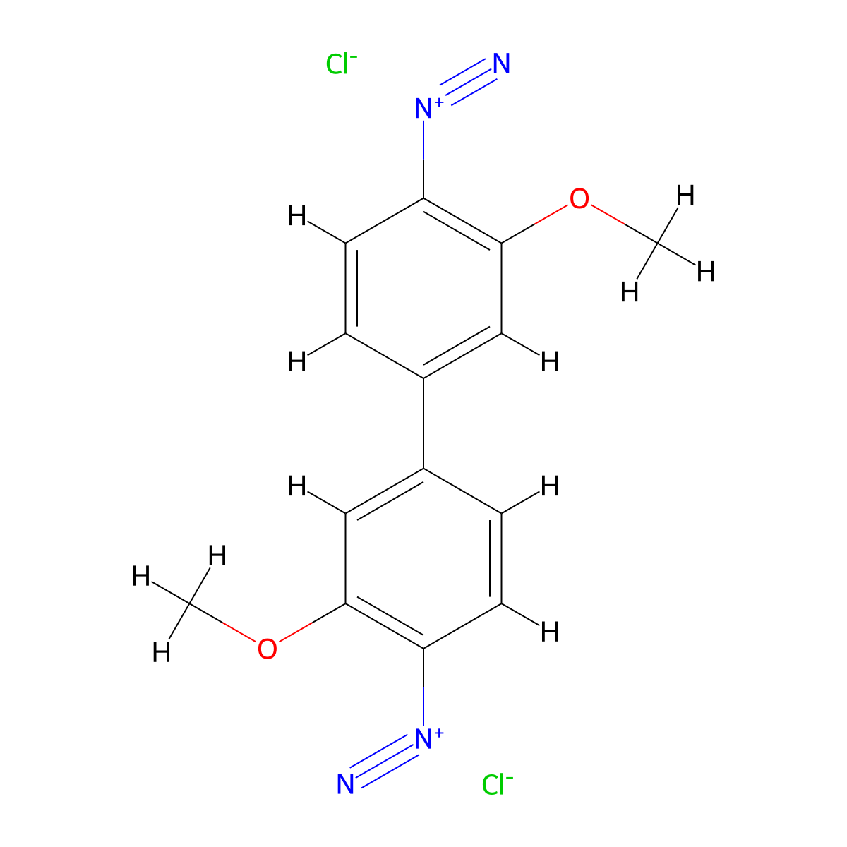 3,3'-Dimethoxy(1,1'-biphenyl)-4,4'-bis(diazonium) dichloride molecular structure, CAS 74749-42-1