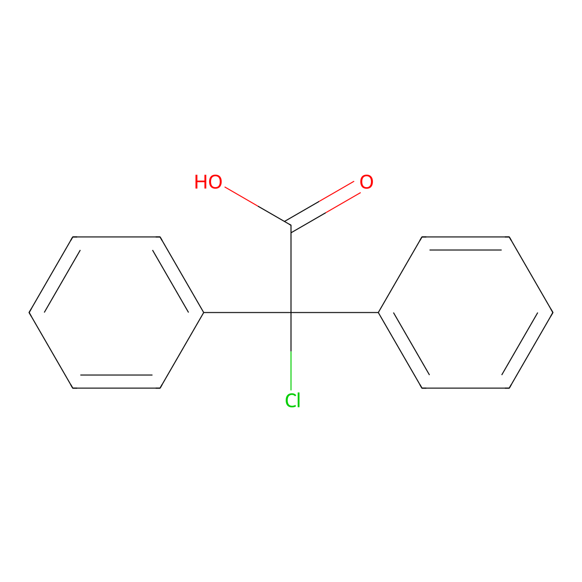Chlorodiphenylacetic acid molecular structure, CAS 7475-56-1