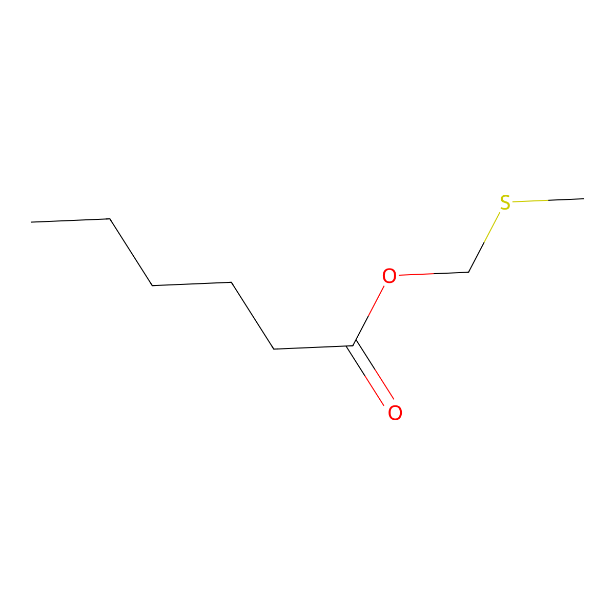Methylthiomethyl hexanoate molecular structure, CAS 74758-91-1