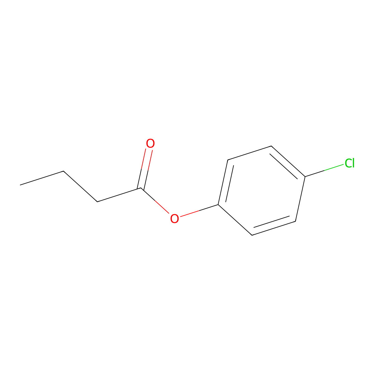 Butyric acid, p-chlorophenyl ester molecular structure, CAS 7476-81-5