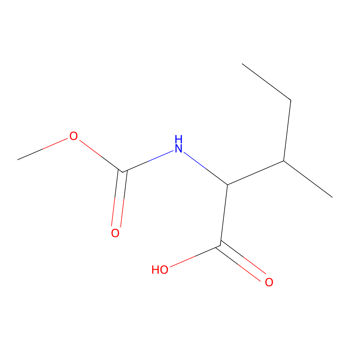 L-Isoleucine, N-(methoxycarbonyl)- molecular structure, CAS 74761-39-0