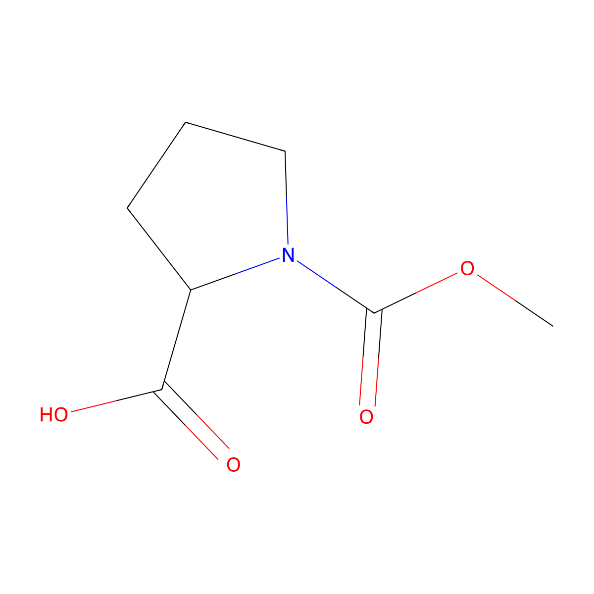 N-Carbomethoxy proline molecular structure, CAS 74761-41-4