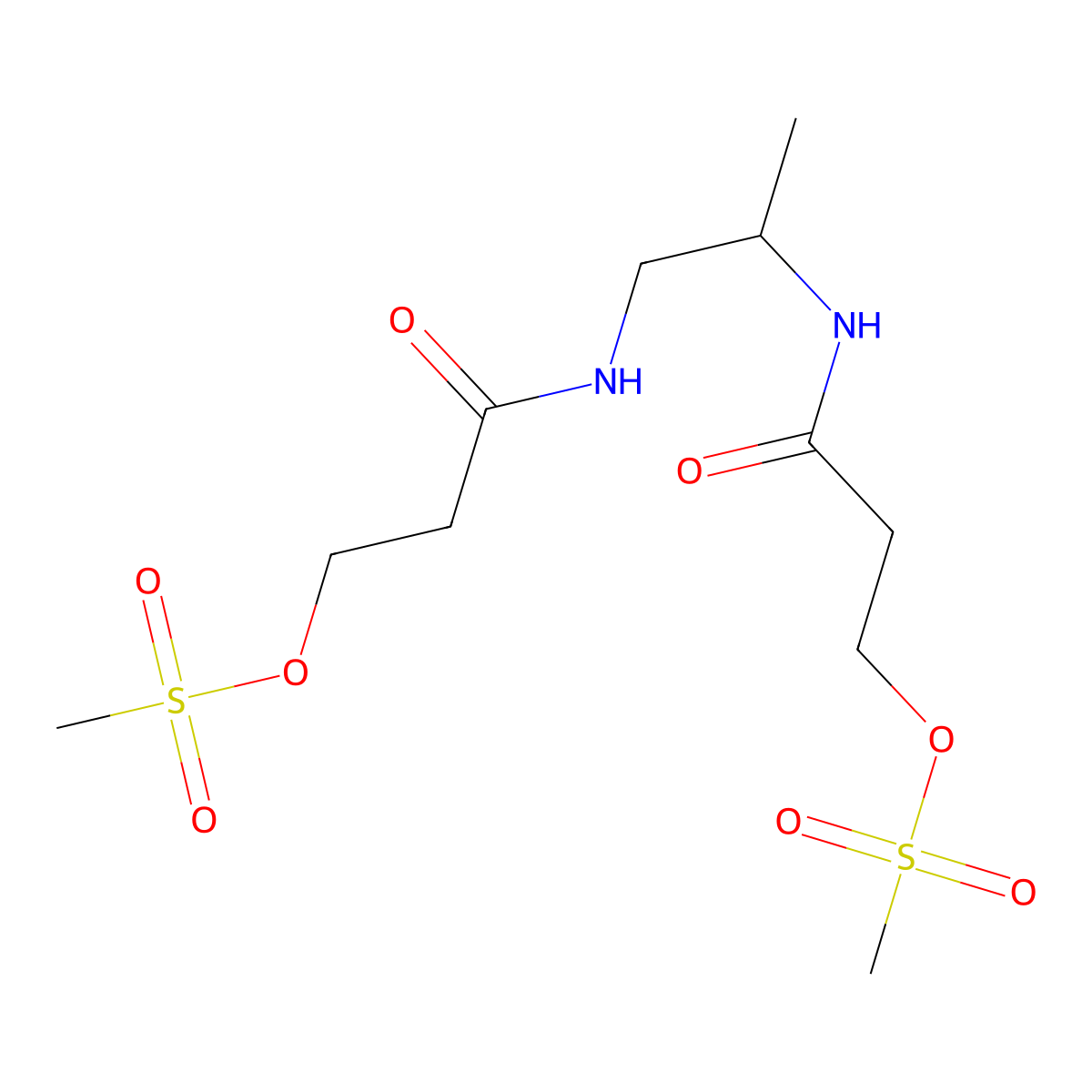 Propanamide,N'-(1-methyl-1,2-ethanediyl)bis[3-[(methylsulfonyl)oxy]- molecular structure, CAS 74764-67-3