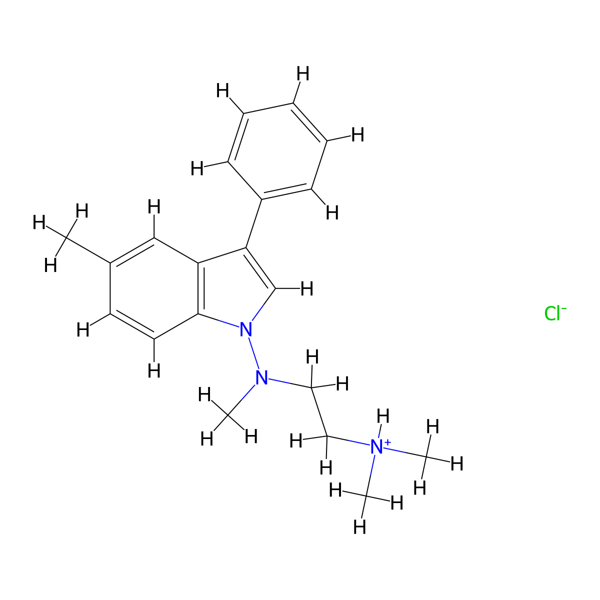 Indole, 1-((2-(dimethylamino)ethyl)methylamino)-5-methyl-3-phenyl-, hydrochloride molecular structure, CAS 74764-93-5