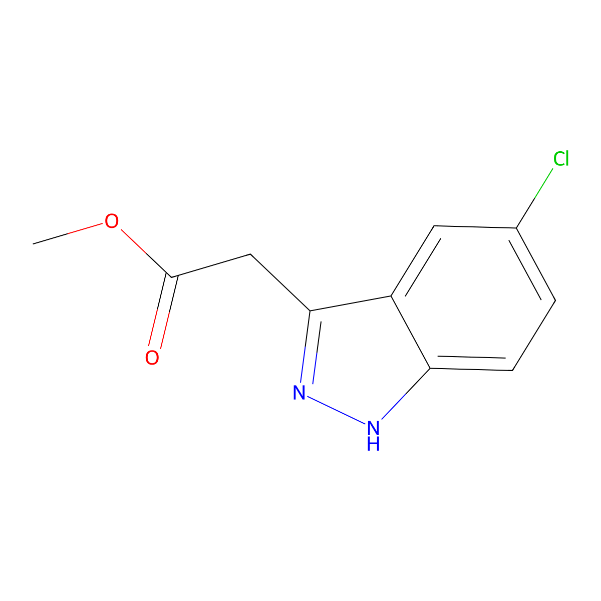 Methyl 2-(5-chloro-1H-indazol-3-yl)acetate molecular structure, CAS 74767-91-2