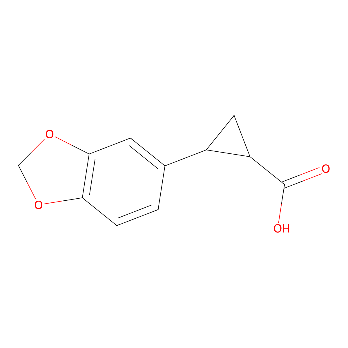 rac-(1R,2R)-2-(1,3-dioxaindan-5-yl)cyclopropane-1-carboxylic acid molecular structure, CAS 7477-52-3