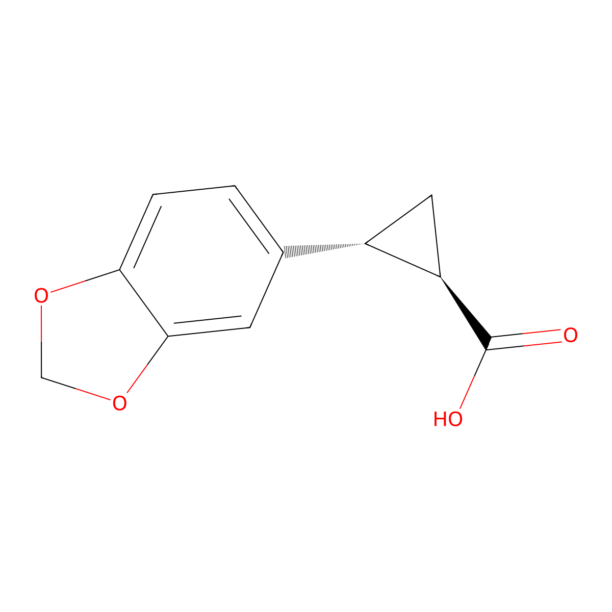 rac-(1R,2R)-2-(1,3-dioxaindan-5-yl)cyclopropane-1-carboxylic acid molecular structure, CAS 7477-52-3