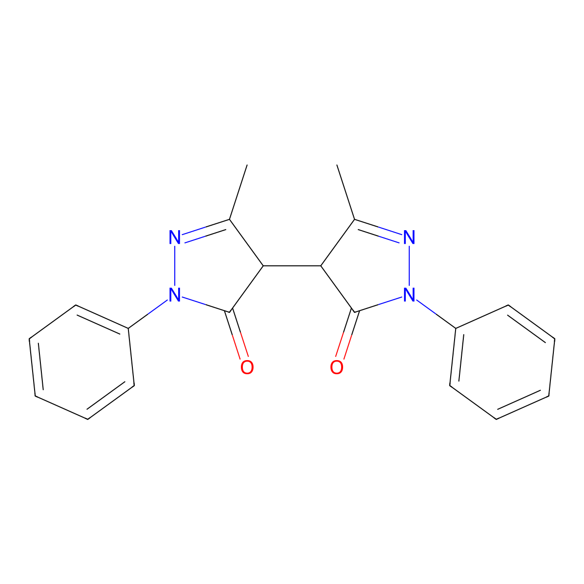 4,4'-Bis(1-phenyl-3-methyl-5-pyrazolone) molecular structure, CAS 7477-67-0