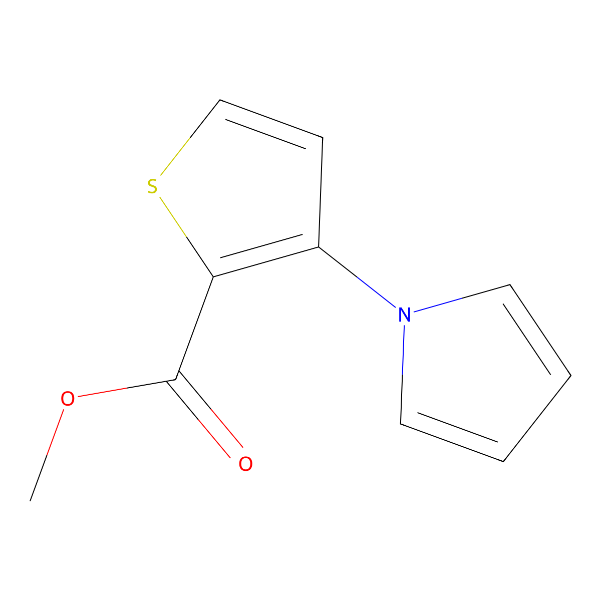 methyl 3-(1H-pyrrol-1-yl)thiophene-2-carboxylate molecular structure, CAS 74772-16-0