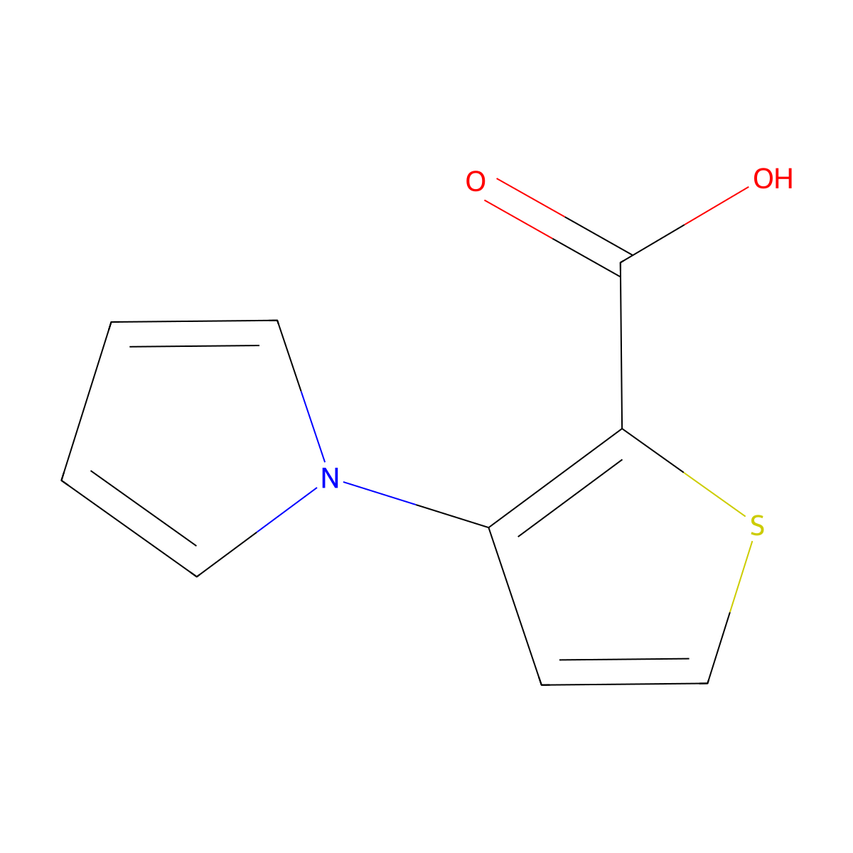 3-(1H-pyrrol-1-yl)thiophene-2-carboxylic acid molecular structure, CAS 74772-17-1