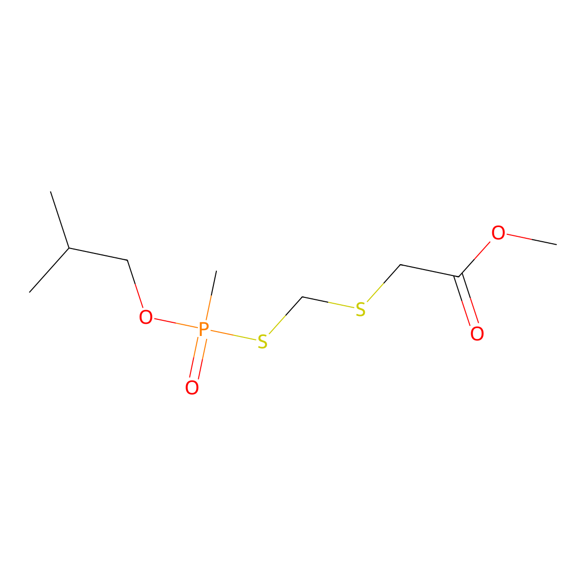 Methyl 6,9-dimethyl-6-oxo-7-oxa-3,5-dithia-6lambda~5~-phosphadecan-1-oate molecular structure, CAS 74789-29-0