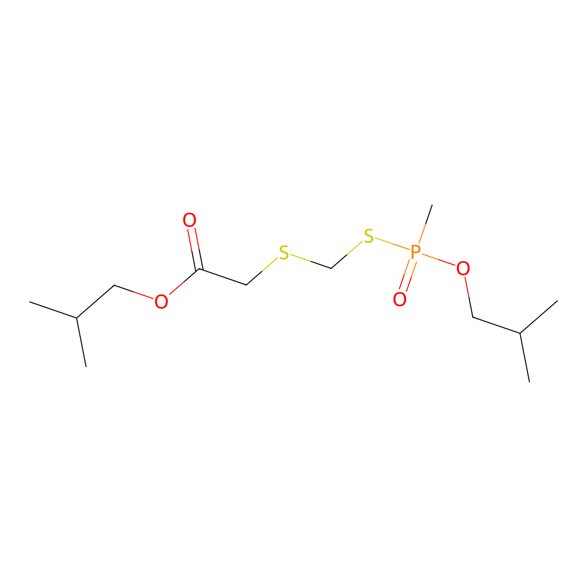 2-Methylpropyl 6,9-dimethyl-6-oxo-7-oxa-3,5-dithia-6lambda~5~-phosphadecan-1-oate molecular structure, CAS 74789-30-3