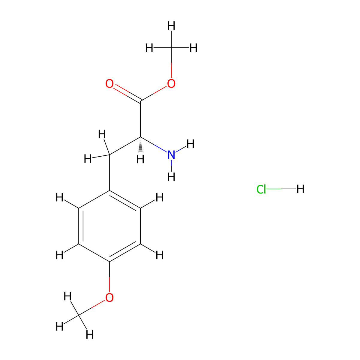 (S)-Methyl 2-amino-3-(4-methoxyphenyl)propanoate hydrochloride molecular structure, CAS 7479-01-8