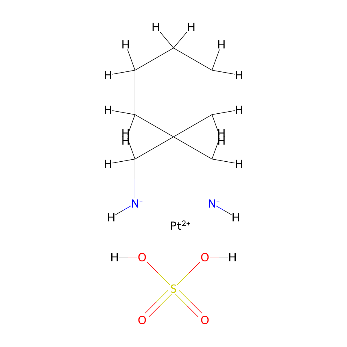 [1-(Azanidylmethyl)cyclohexyl]methylazanide;platinum(2+);sulfuric acid molecular structure, CAS 74790-08-2