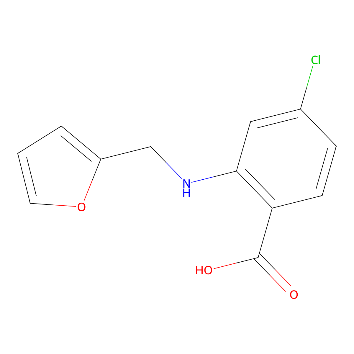 4-Chloro-2-(furan-2-ylmethylamino)benzoic acid molecular structure, CAS 74793-12-7