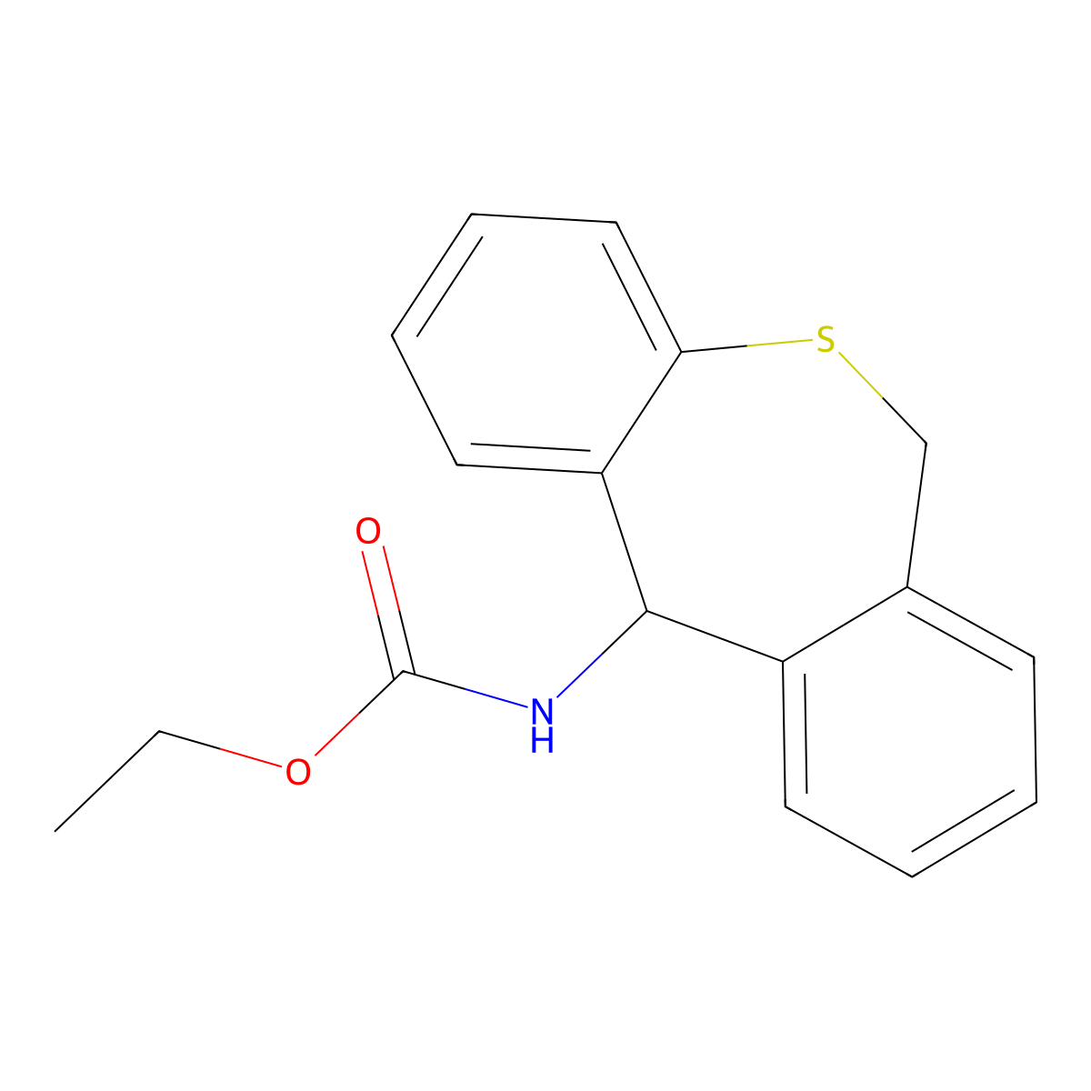 Carbamic acid, (6,11-dihydrodibenzo(b,e)thiepin-11-yl)-, ethyl ester molecular structure, CAS 74797-18-5