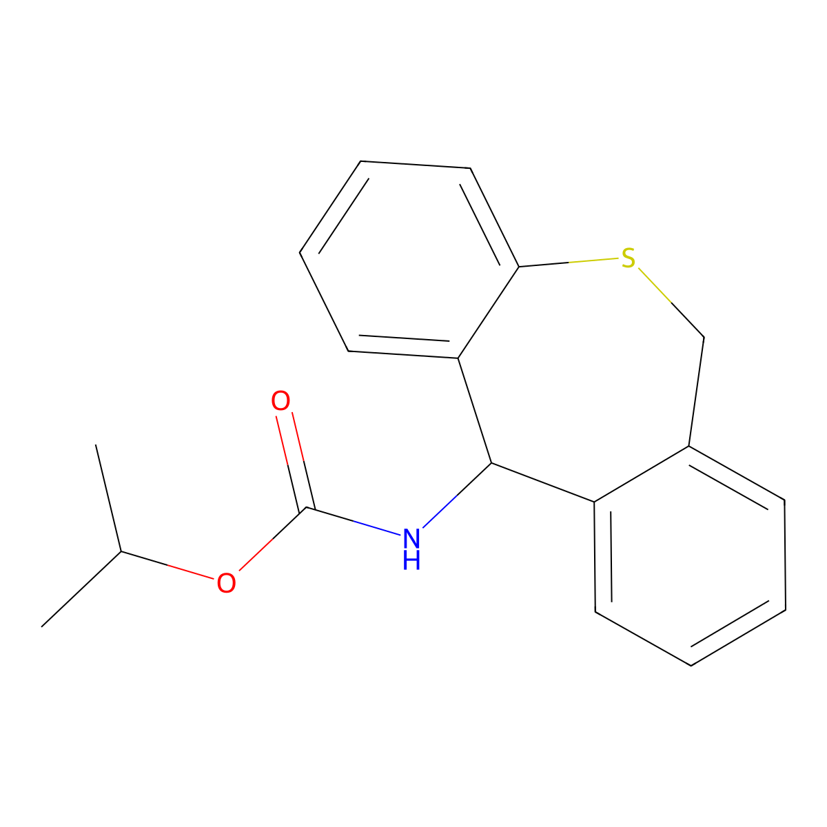 Carbamic acid, (6,11-dihydrodibenzo(b,e)thiepin-11-yl)-, 1-methylethyl ester molecular structure, CAS 74797-19-6