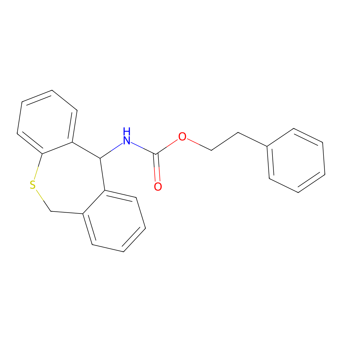 Carbamic acid, (6,11-dihydrodibenzo(b,e)thiepin-11-yl)-, 2-phenylethyl ester molecular structure, CAS 74797-23-2