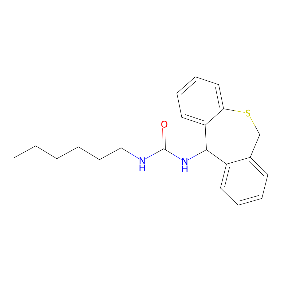 Urea, N-(6,11-dihydrodibenzo(b,e)thiepin-11-yl)-N'-hexyl- molecular structure, CAS 74797-26-5