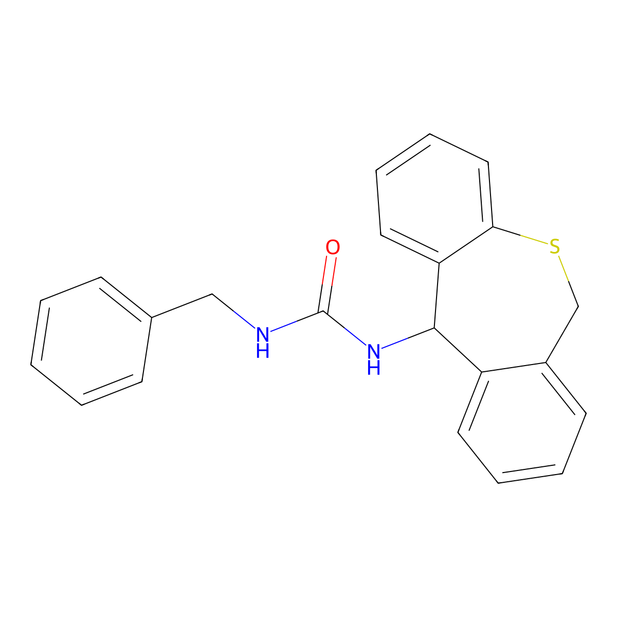 Urea, N-(6,11-dihydrodibenzo(b,e)thiepin-11-yl)-N'-(phenylmethyl)- molecular structure, CAS 74797-28-7