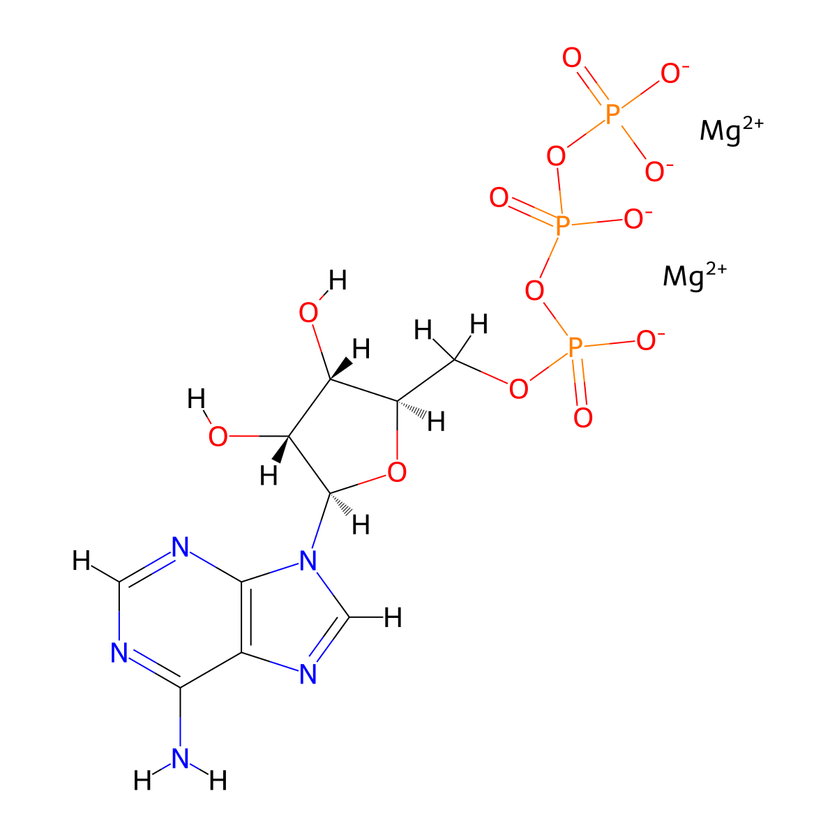 Adenosine triphosphate magnesium molecular structure, CAS 74804-12-9