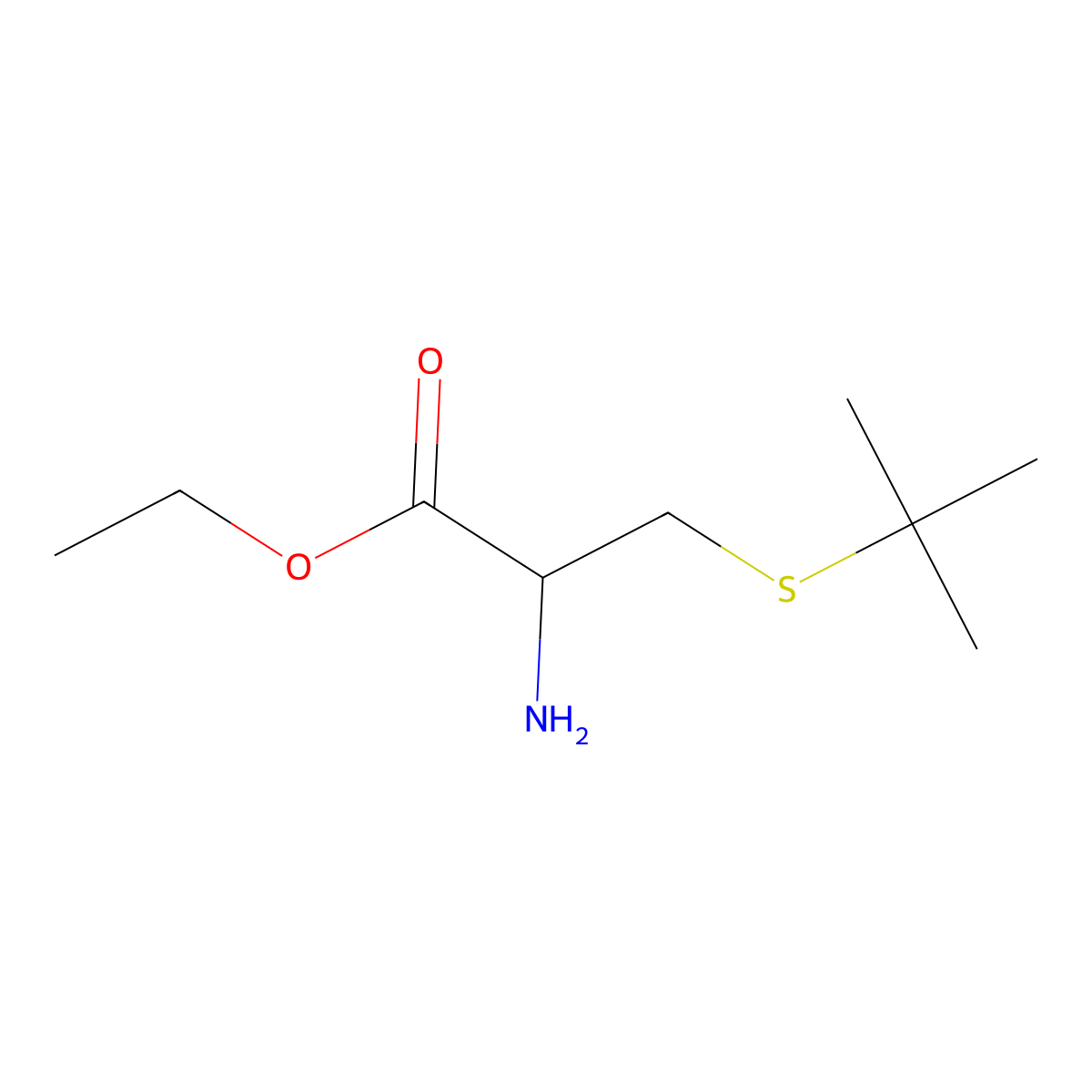 ethyl (2R)-2-amino-3-(tert-butylsulfanyl)propanoate molecular structure, CAS 748079-28-9