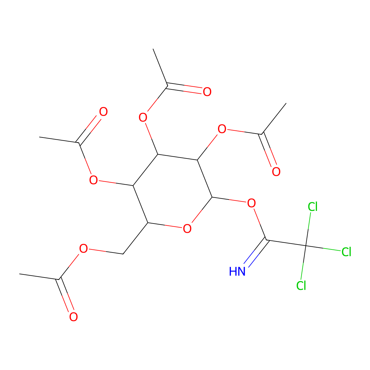 alpha-D-Glucopyranose, 2,3,4,6-tetraacetate 1-(2,2,2-trichloroethanimidate) molecular structure, CAS 74808-10-9