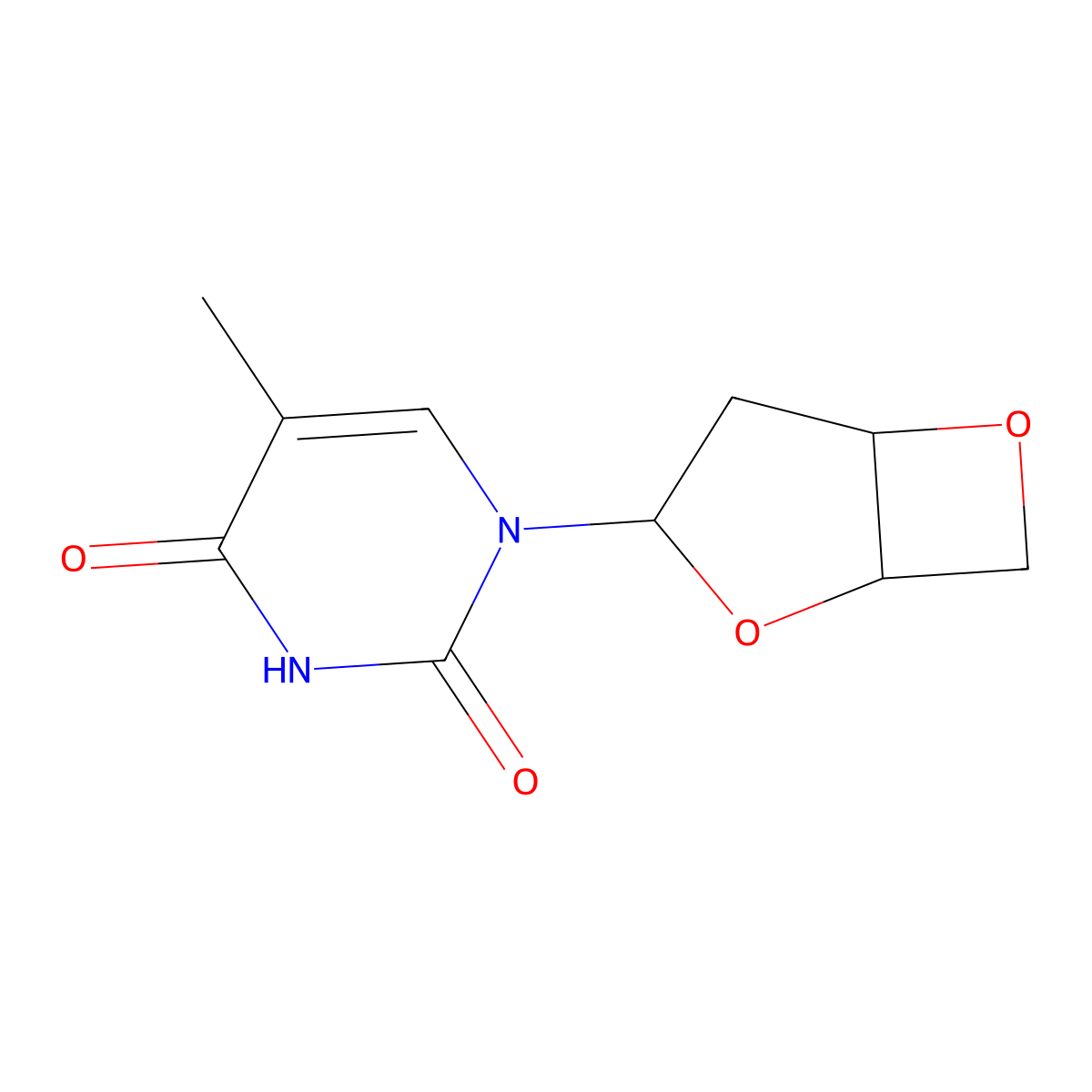 1-(2,6-Dioxabicyclo[3.2.0]heptan-3-yl)-5-methylpyrimidine-2,4-dione molecular structure, CAS 7481-90-5