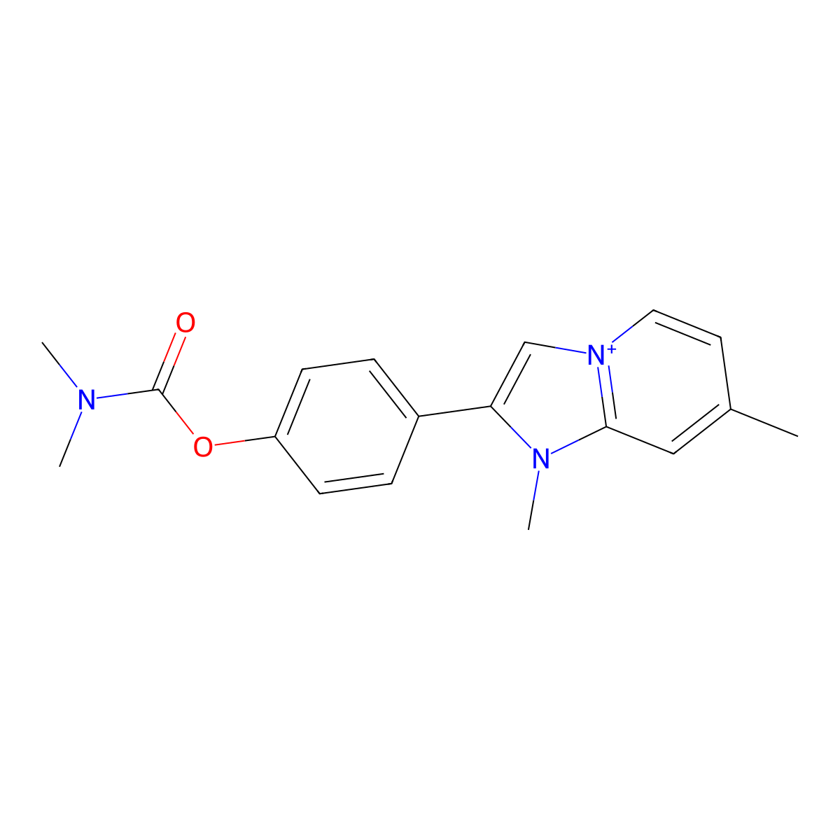 4-(1,7-Dimethylimidazo[1,2-a]pyridin-1-ium-2-yl)phenyl dimethylcarbamate molecular structure, CAS 748104-70-3