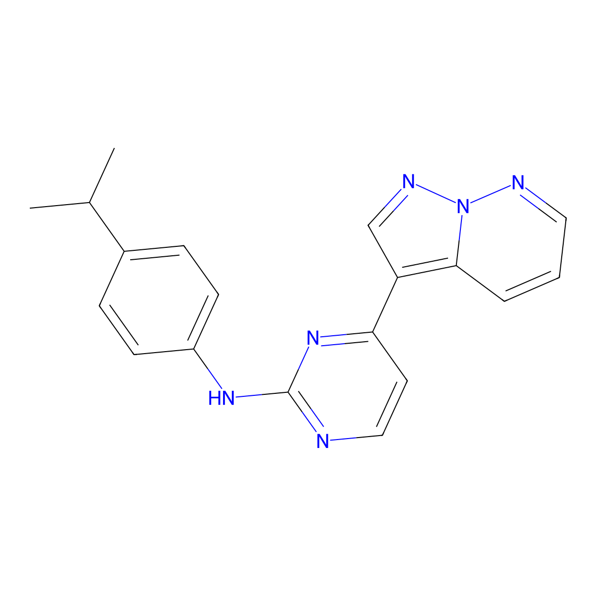 N-(4-propan-2-ylphenyl)-4-pyrazolo[1,5-b]pyridazin-3-ylpyrimidin-2-amine molecular structure, CAS 748142-06-5