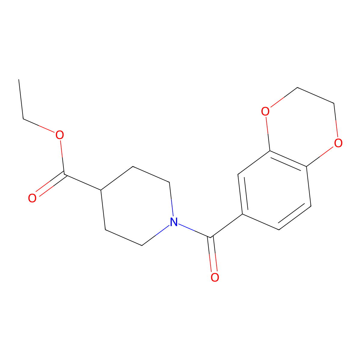 Ethyl 1-(2,3-dihydro-1,4-benzodioxine-6-carbonyl)piperidine-4-carboxylate molecular structure, CAS 748144-38-9