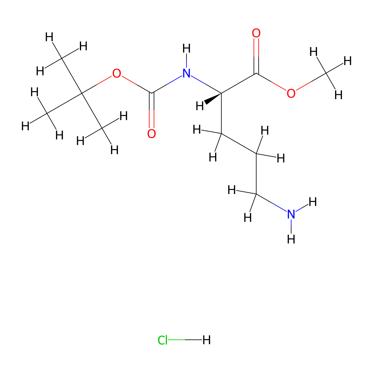 (S)-Methyl 5-amino-2-((tert-butoxycarbonyl)amino)pentanoate hydrochloride molecular structure, CAS 748150-93-8