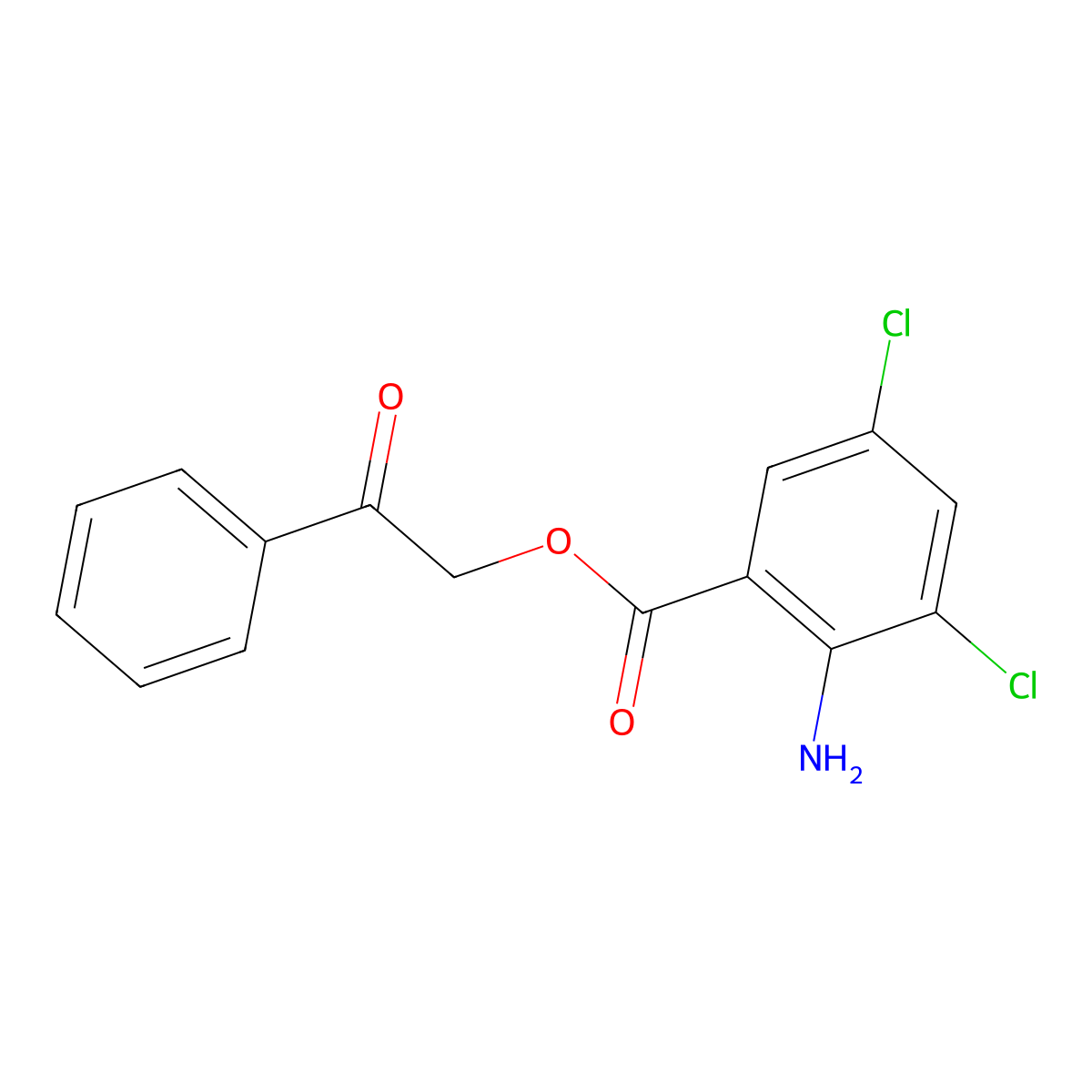 2-Oxo-2-phenylethyl 2-amino-3,5-dichlorobenzenecarboxylate molecular structure, CAS 748158-74-9