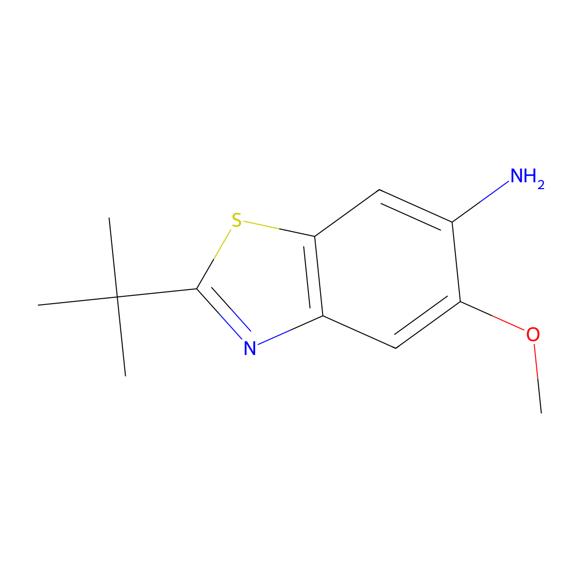 6-Benzothiazolamine, 2-(1,1-dimethylethyl)-5-methoxy- molecular structure, CAS 74819-74-2