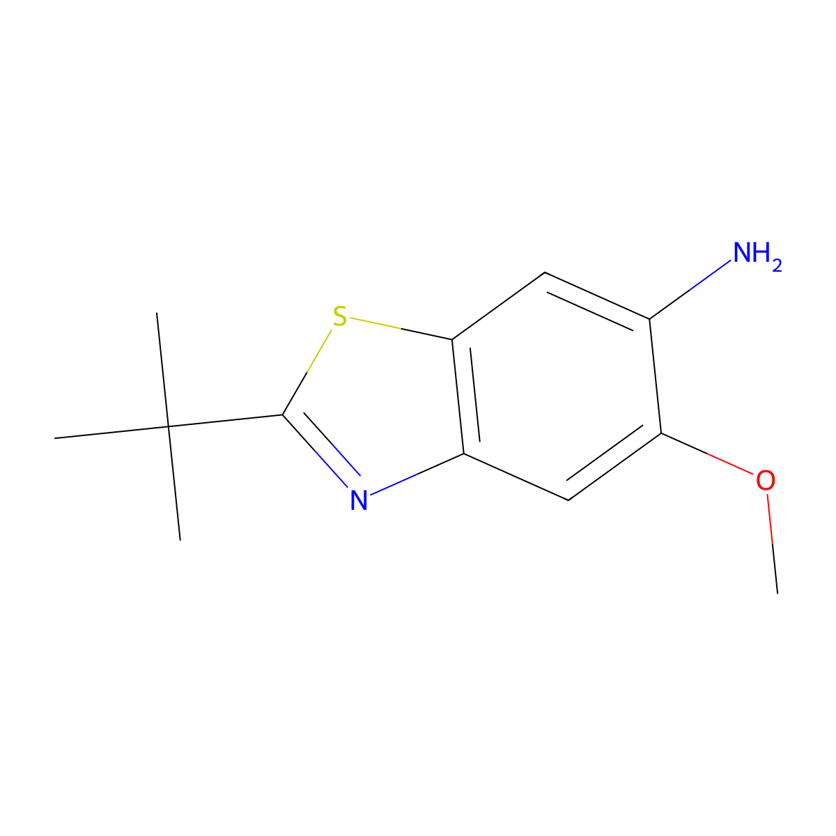 6-Benzothiazolamine, 2-(1,1-dimethylethyl)-5-methoxy- molecular structure, CAS 74819-74-2