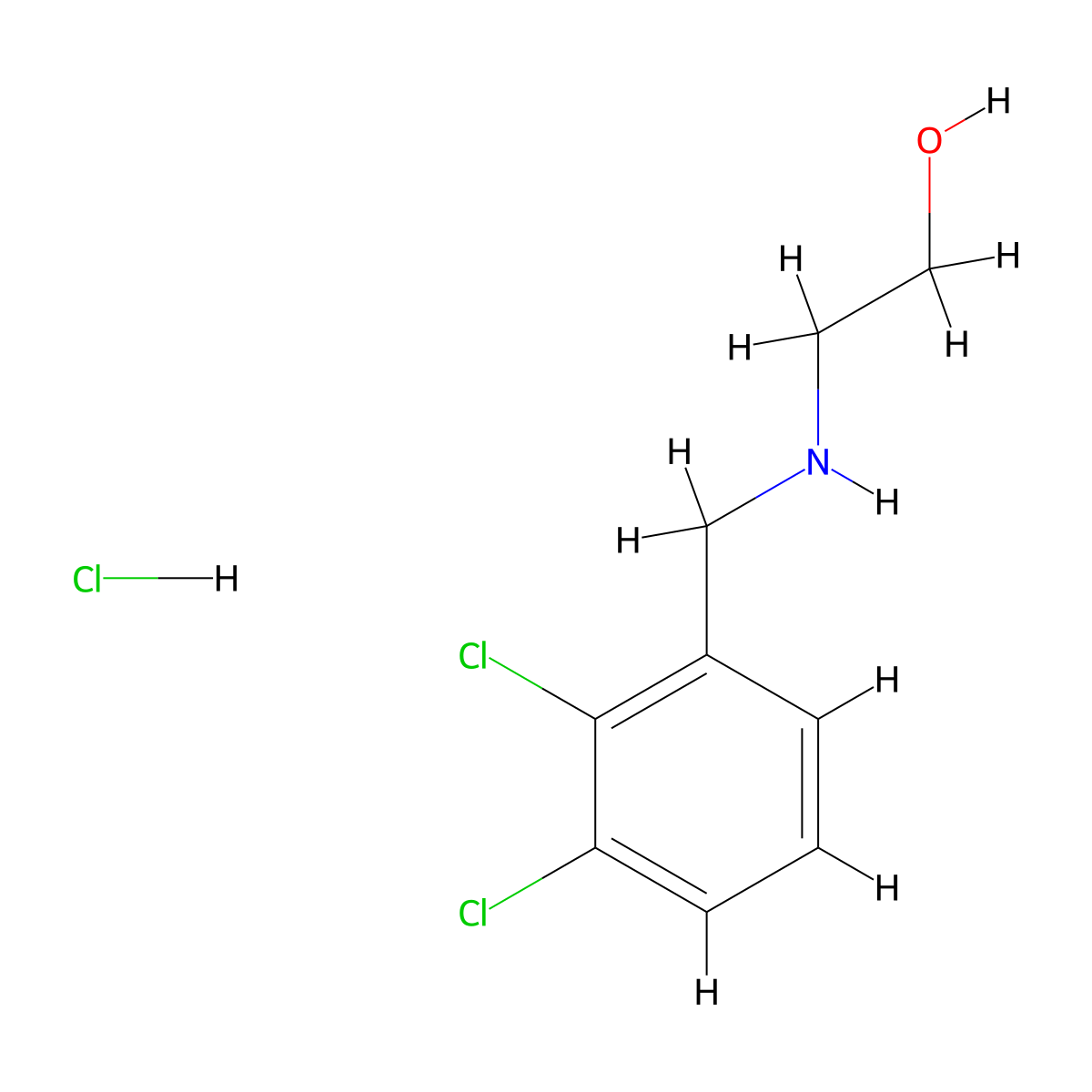 2-(((2,3-Dichlorophenyl)methyl)amino)ethanol hydrochloride molecular structure, CAS 74819-76-4