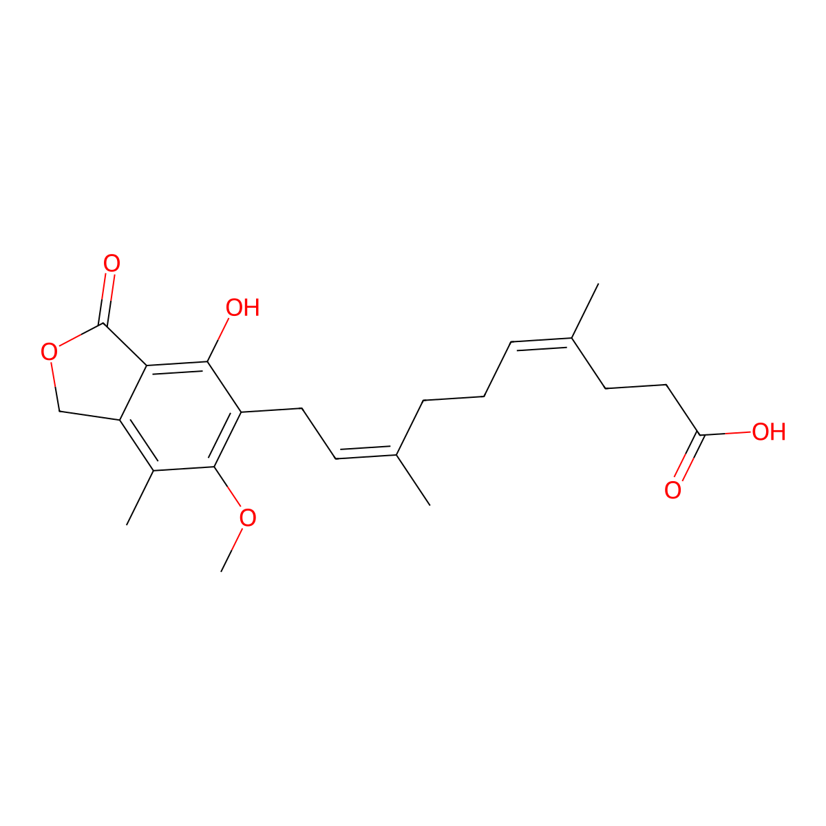 Mycophenolic acid IV molecular structure, CAS 74838-16-7