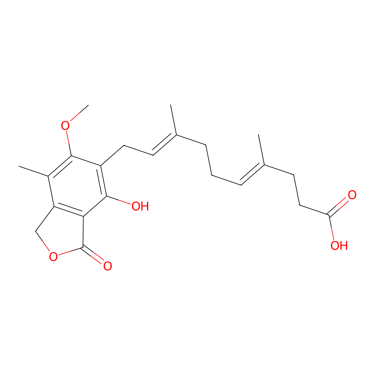 Mycophenolic acid IV molecular structure, CAS 74838-16-7