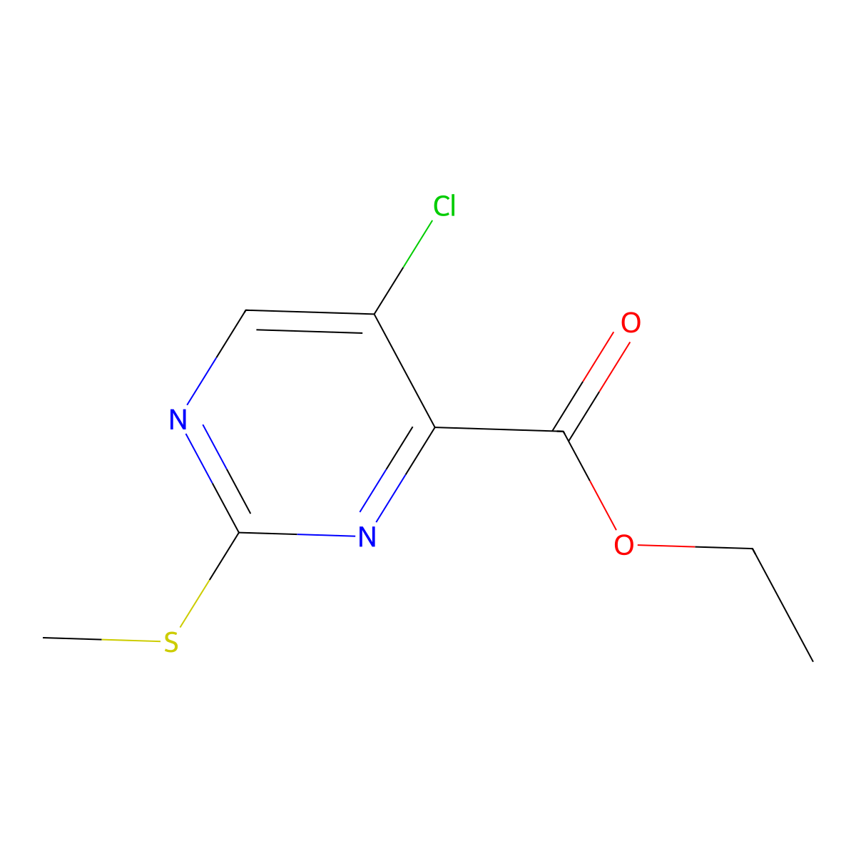 Ethyl 5-chloro-2-(methylthio)pyrimidine-4-carboxylate molecular structure, CAS 74840-35-0