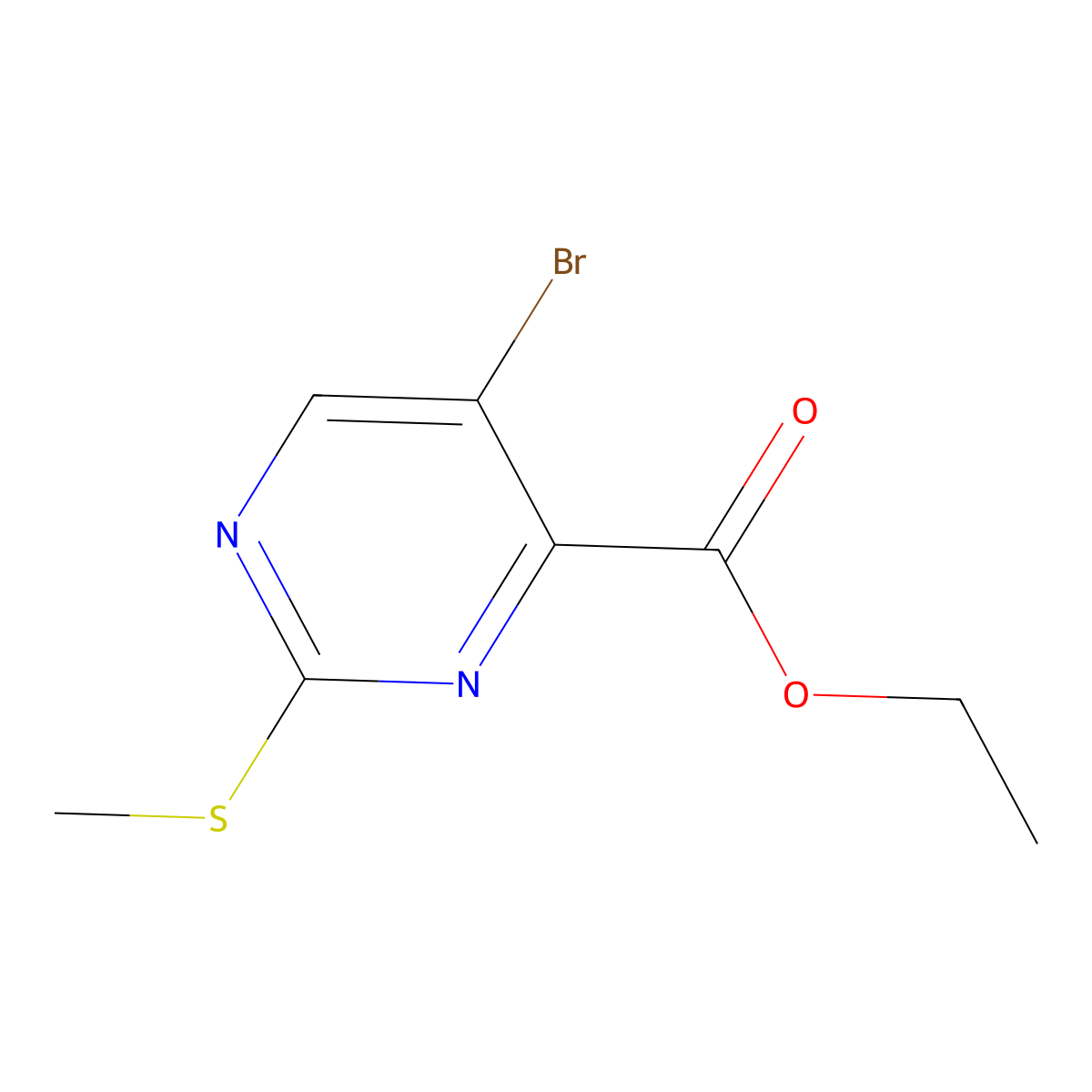 Ethyl 5-bromo-2-(methylthio)pyrimidine-4-carboxylate molecular structure, CAS 74840-38-3