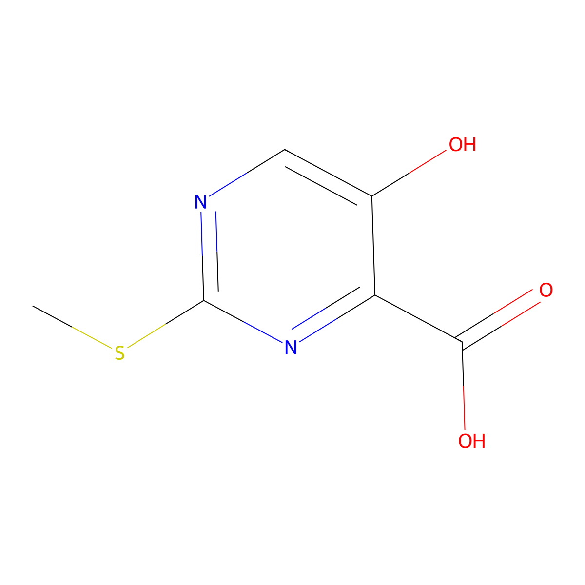5-Hydroxy-2-(methylthio)pyrimidine-4-carboxylic acid molecular structure, CAS 74840-46-3